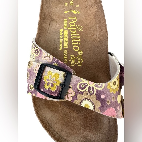 Papillio Birkenstock Birkis Women's Sandals Floral Pink Brown Yellow Sz 8 38 - Picture 4 of 7